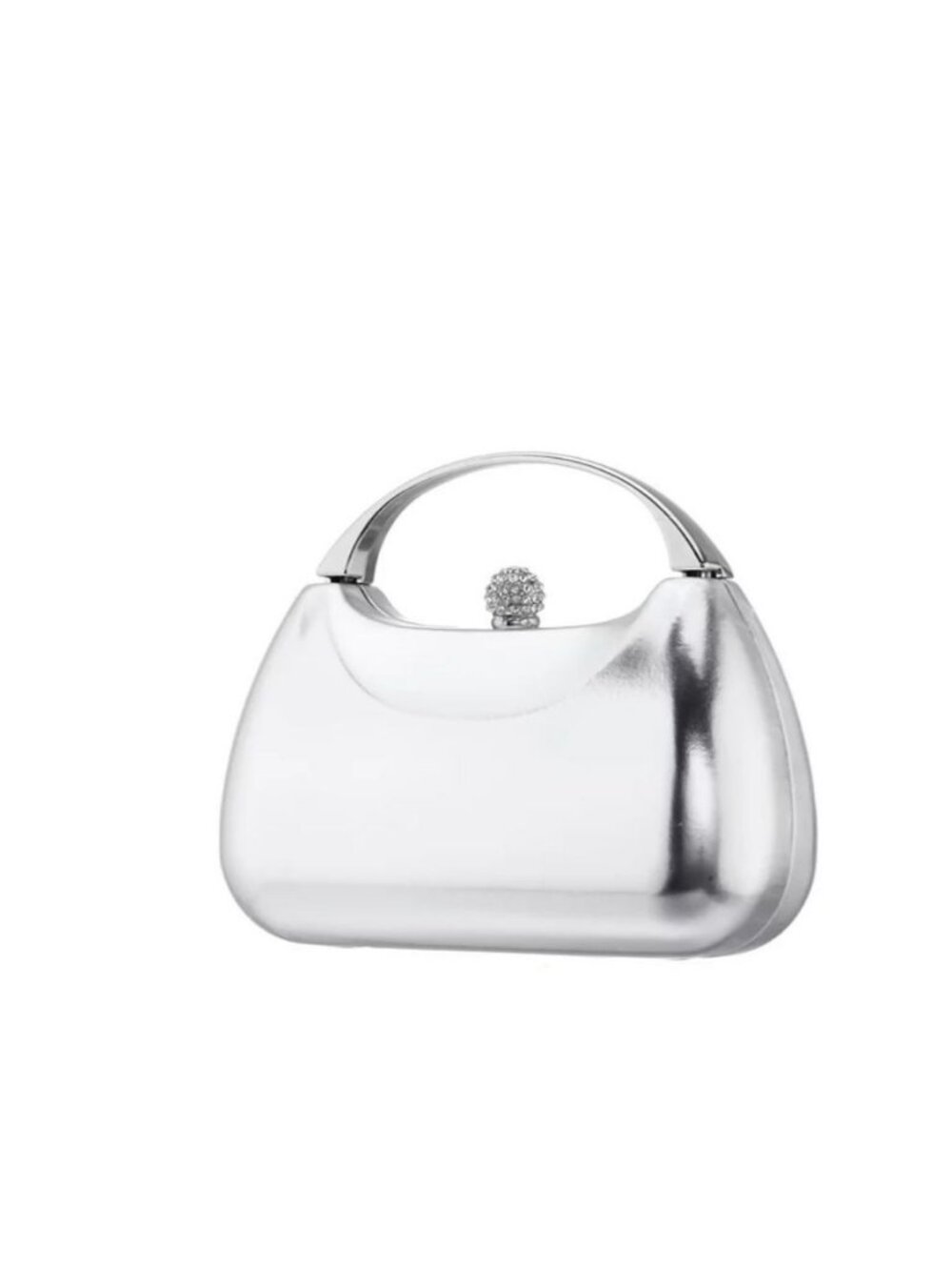 NINA Brando women's clutch minaudiere top handle evening bag - Metallic Silver